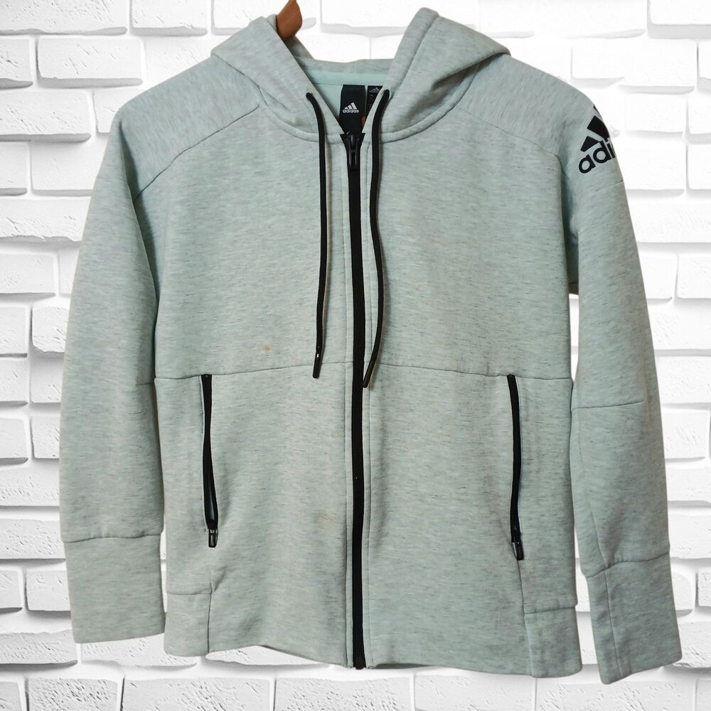 Adidas Full Zip Hoodie in Mint Green, Size XS, 2 Front Zip Pockets GUC